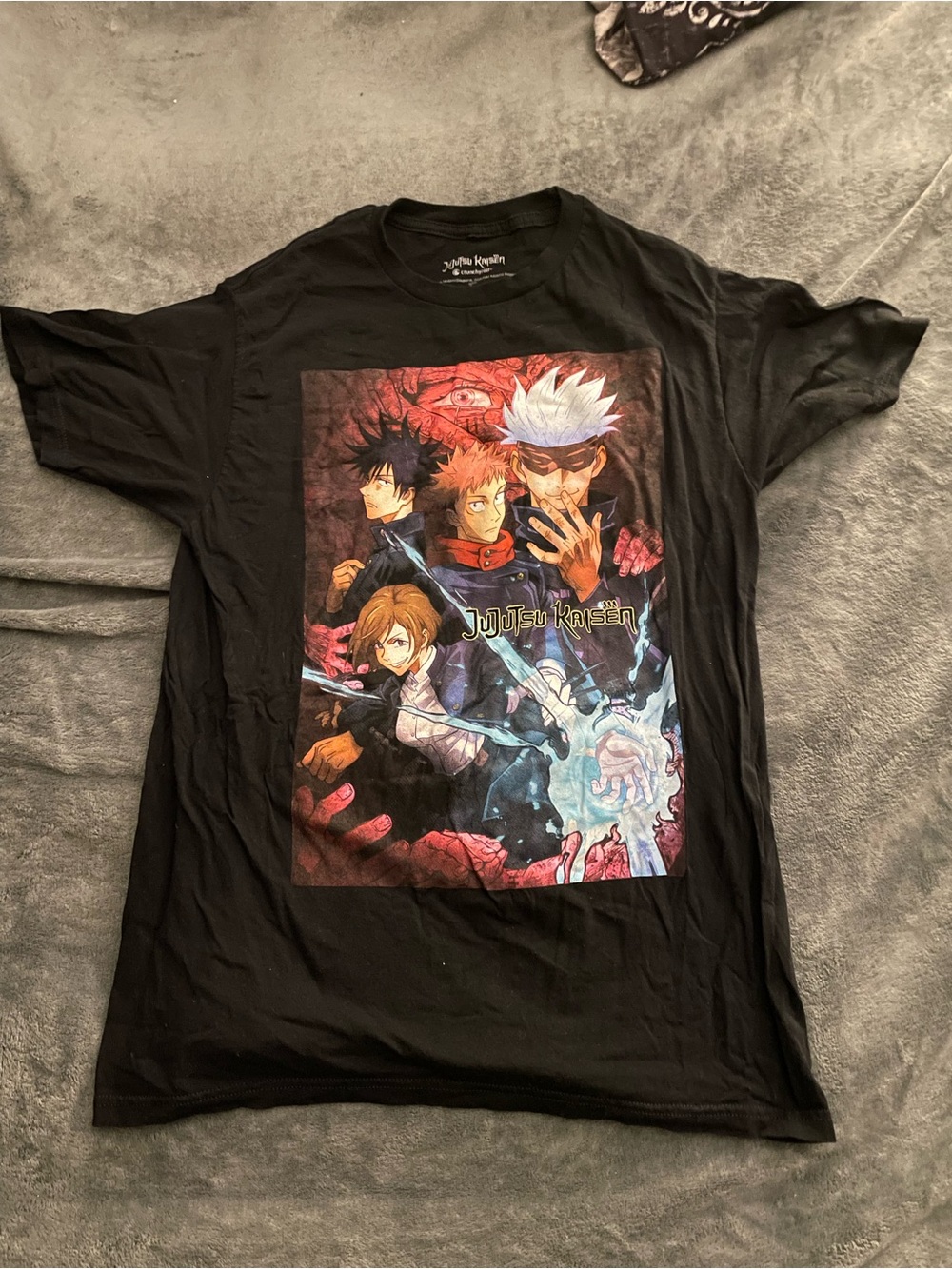 Jujutsu Kaisen Crunchy Roll OfficialBlack Streetwear Graphic Tee For Men Size L